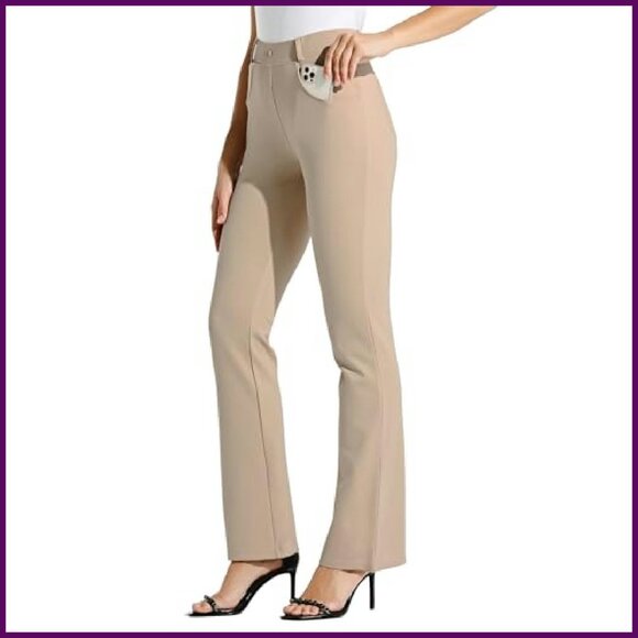Stretch Yoga Dress Pants Bootcut Work Slacks 4 Pockets Professional Office - Picture 2 of 8
